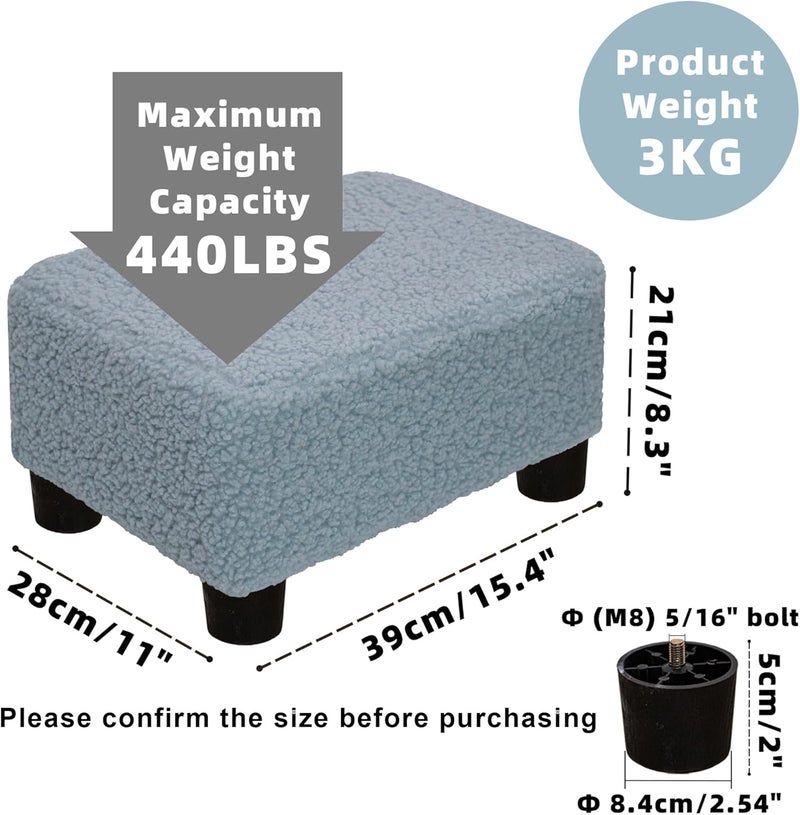 CAROLMADE Small Foot Stool Ottoman Footstool with Legs Under Desk Footrest for Living Room Bedroom and Office, Soft Blue - Image 3